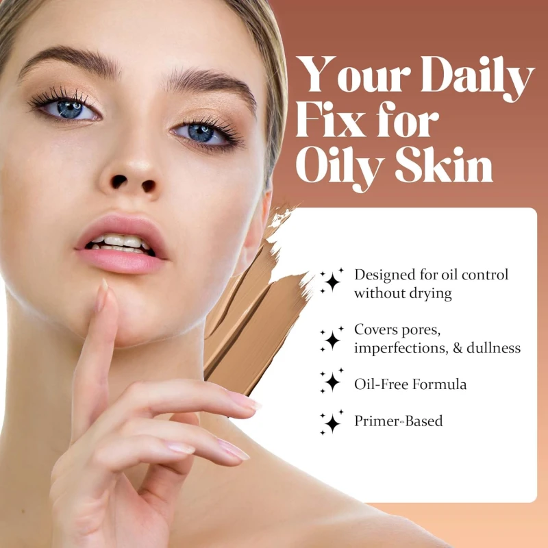 Colors Queen Oil Control Base Foundation | Combination of Primer, Concealer & Moisturizer, Skin Brightening | Water Resistant with Dewy Finish Foundation for Face Makeup (01 - Ivory, 30ml) thumbnail 4